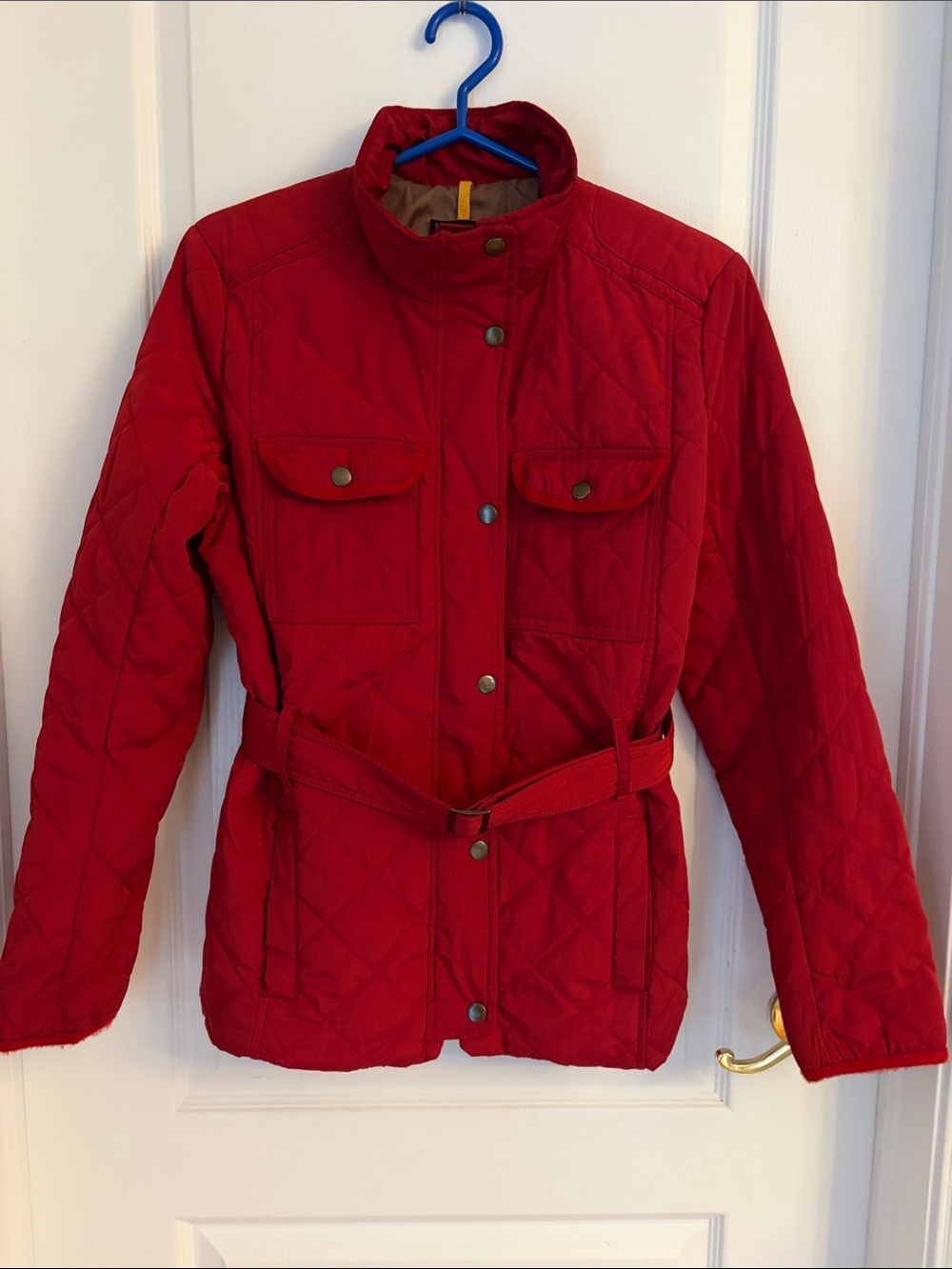 GAP Women's Quilted Red Utility Jacket with Belt